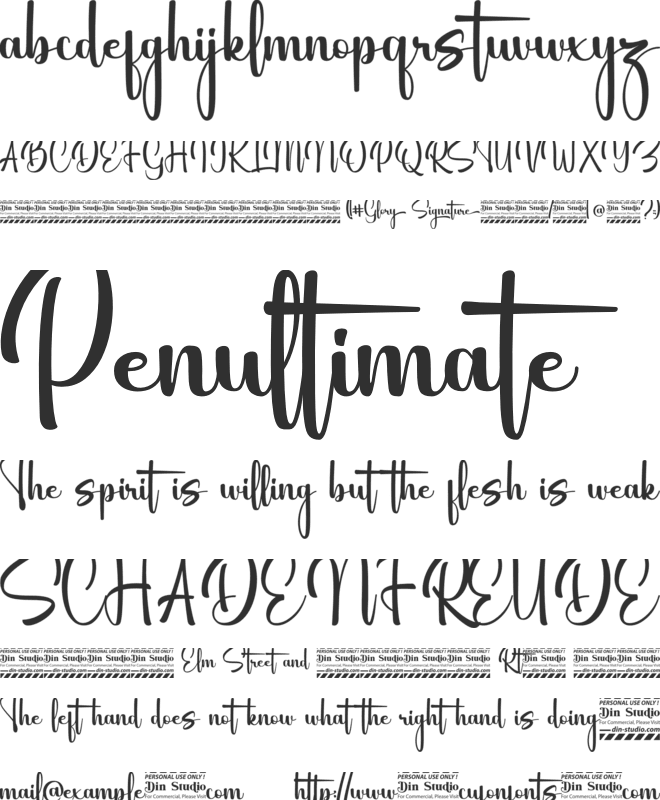 Glory Signature Personal use font preview