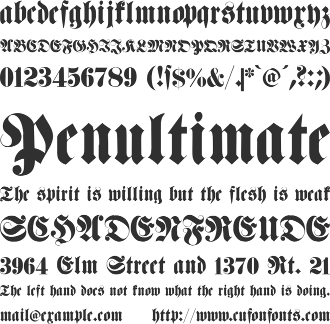 Fette Haenel Fraktur font preview