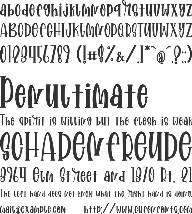 Prettysally font preview