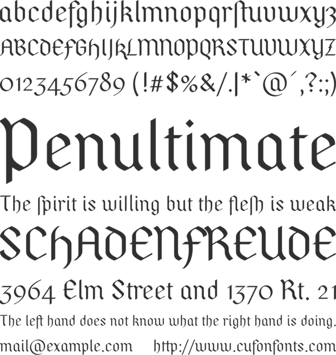 Pfeffer Simpelgotisch font preview