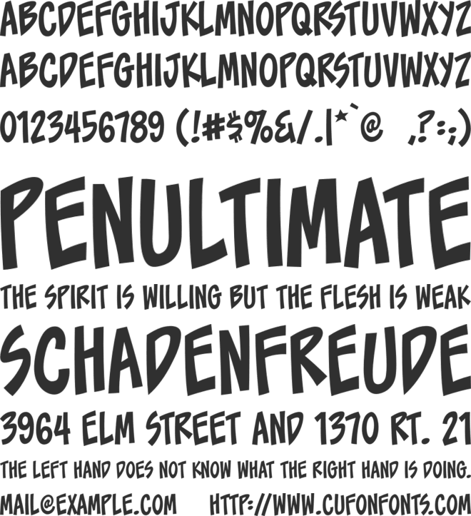 Toonacious BB font preview