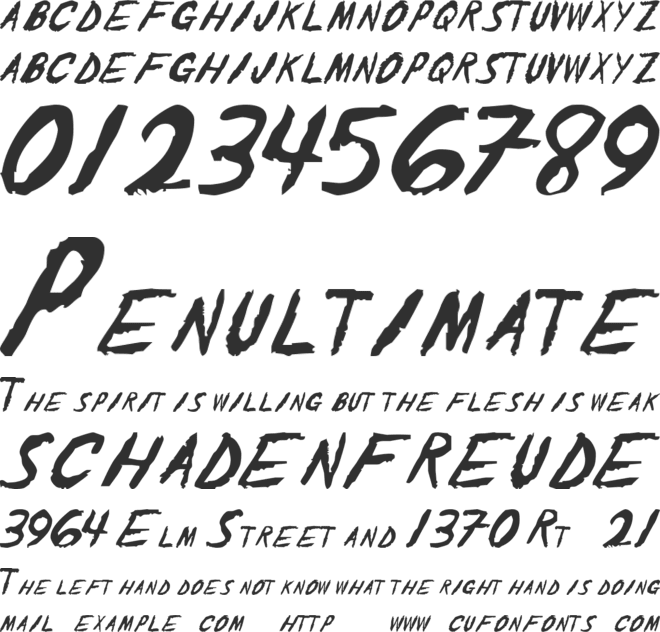 The Shaker font preview