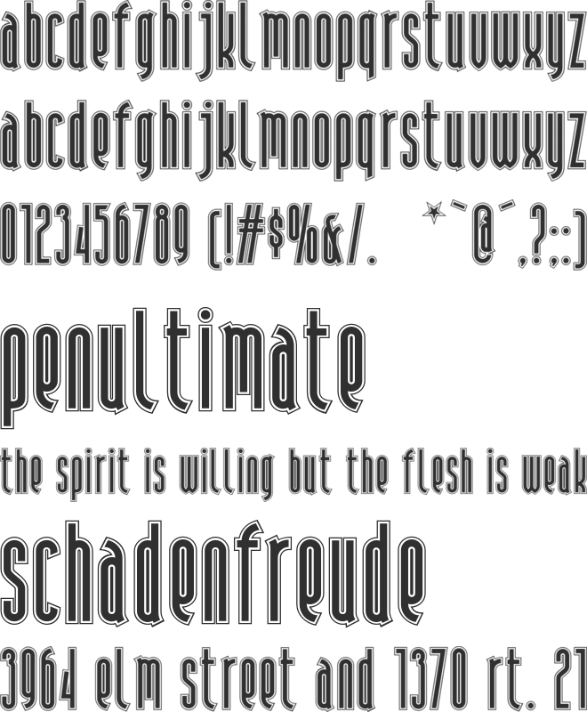 Andiron Outline NF font preview