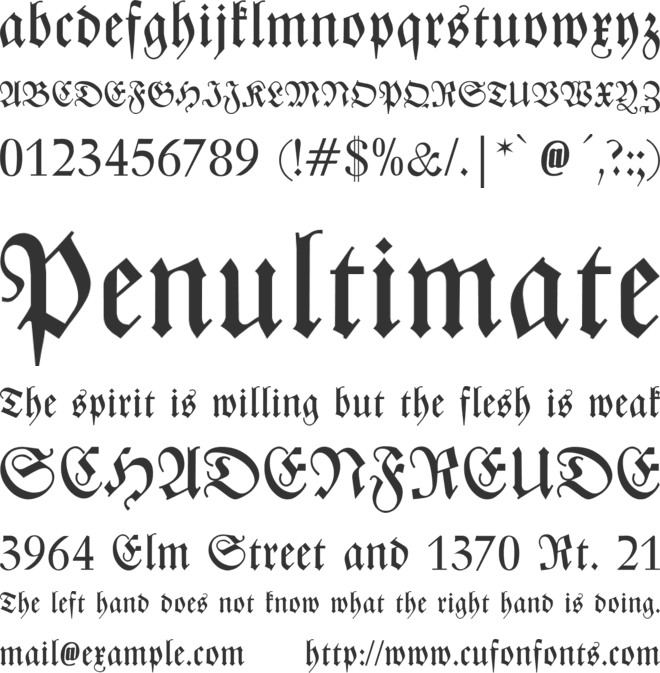 Zentenar Fraktur font preview