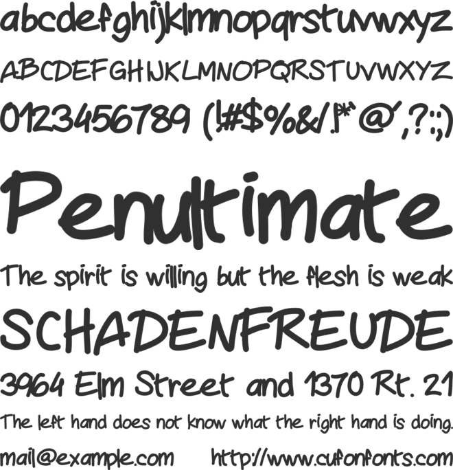 Mywriting font preview