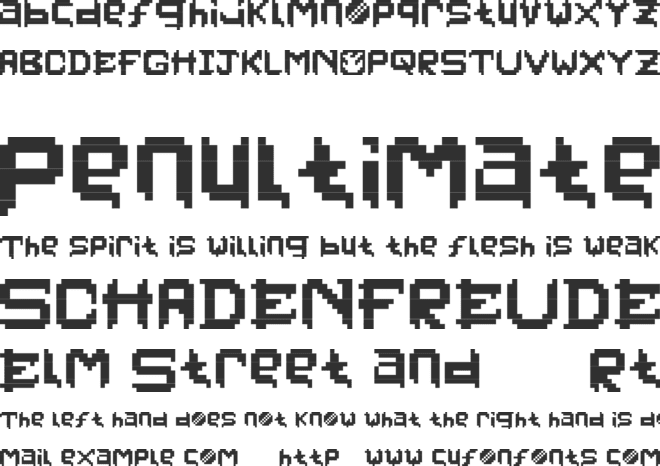 PixelFaceOnFire font preview
