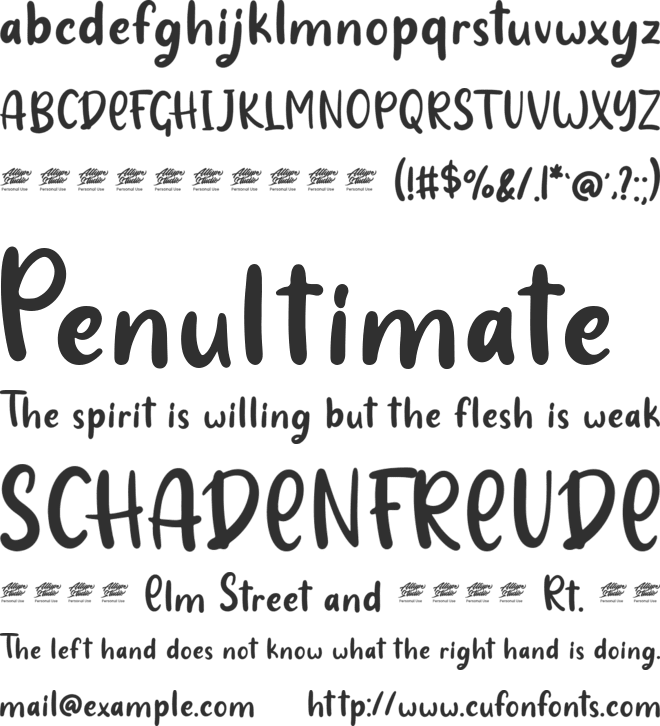 Hearty Chintya - Personal Use font preview