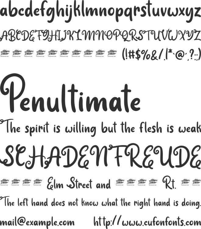 Crafty Saturday - Personal Use font preview