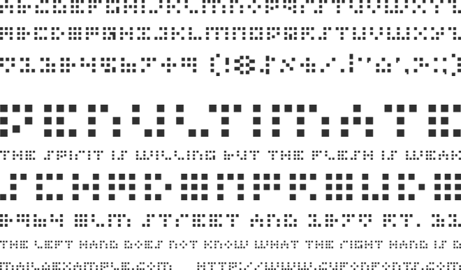 Iconian Bitmap font preview