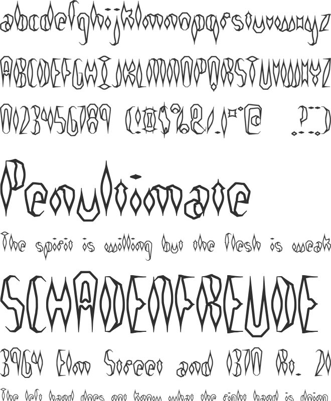Quill Experimental O (BRK) font preview
