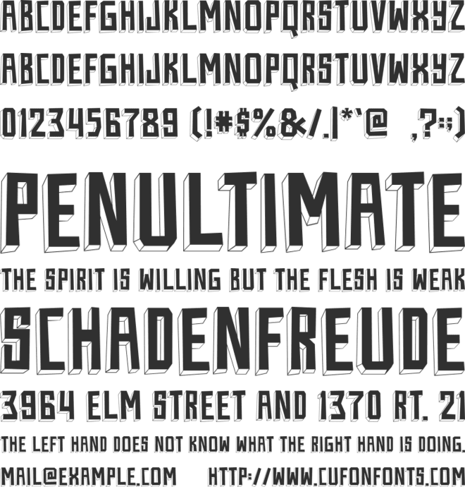 Tree D Wannabe font preview