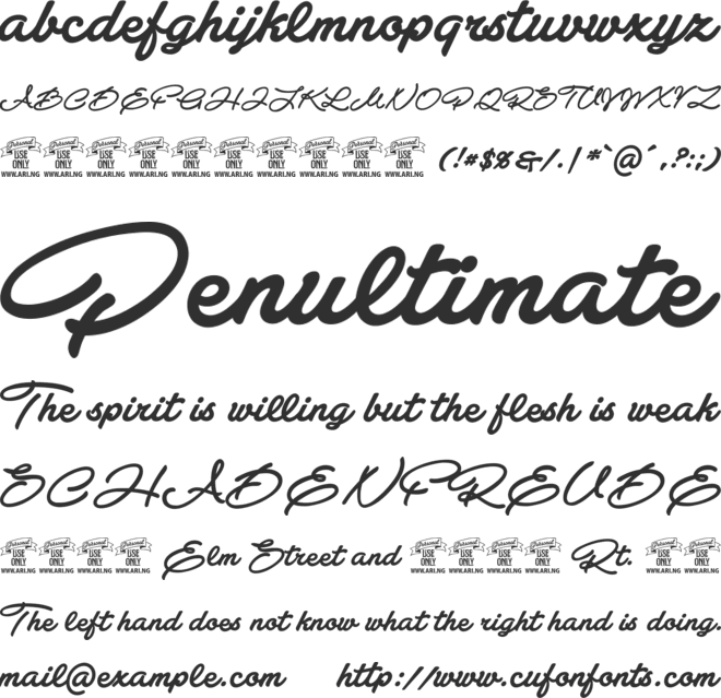 Atelas Personal Use Only font preview