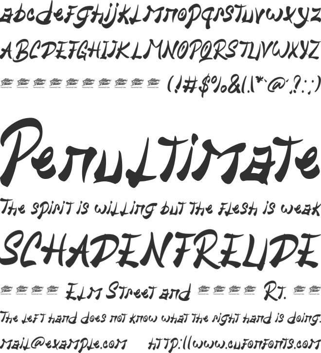 Hiany Lau - Personal Use font preview