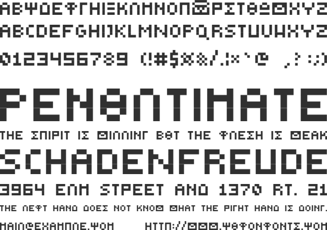 Greek Bear Tiny E font preview