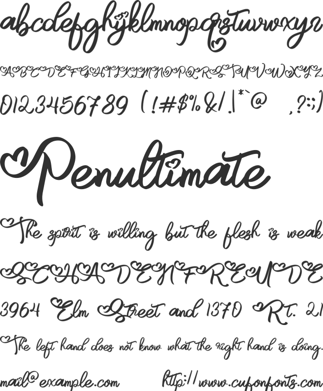 Angelove font preview