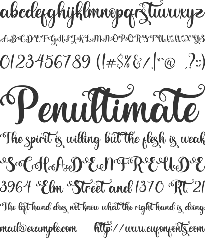 Valentina font preview
