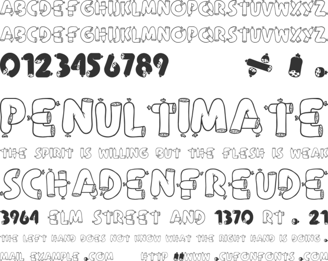 Alpha Sausage font preview