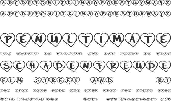 KR Paper Hearts font preview