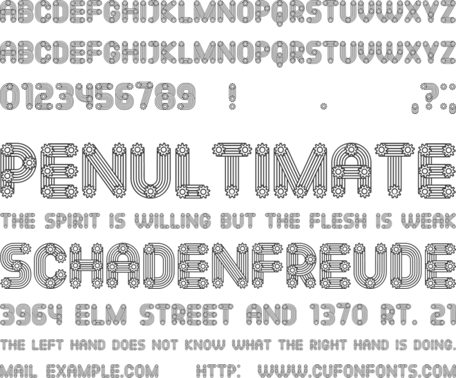 Gears font preview