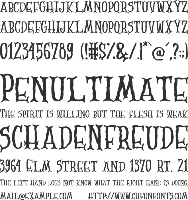 Scary Zombie font preview