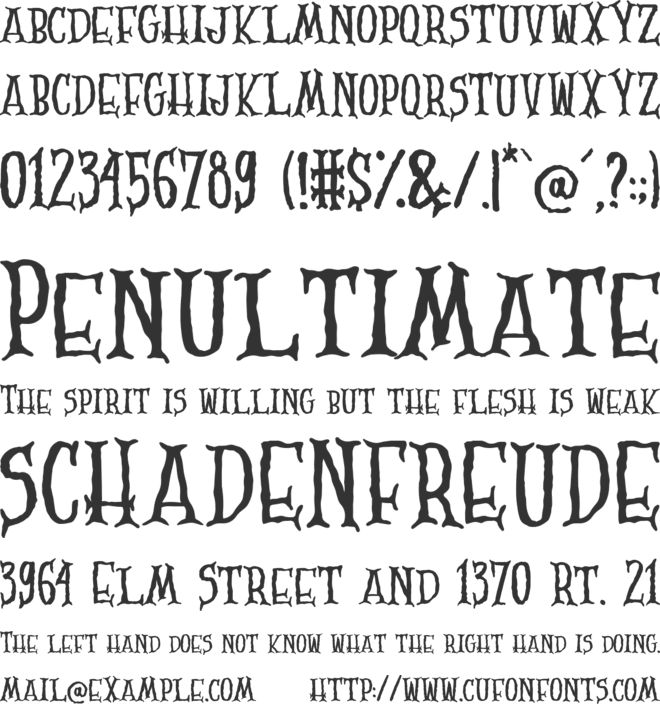 Scary Zombie font preview