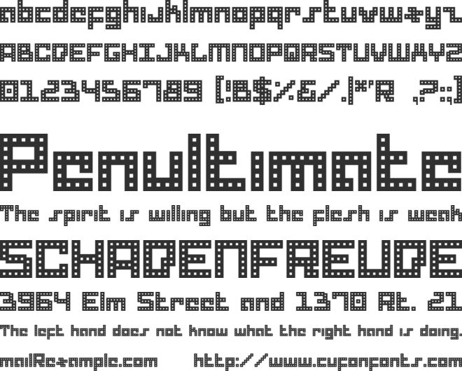 Drid Herder Bitmap font preview