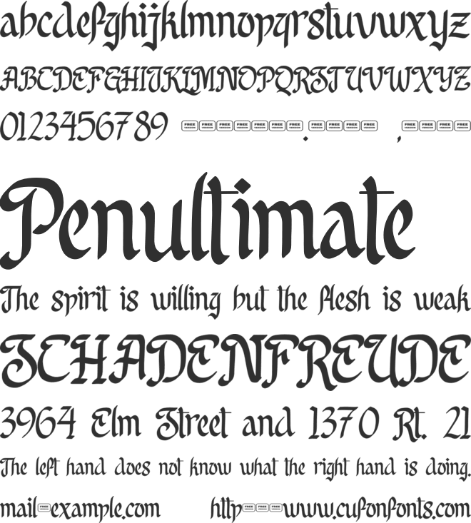 Reclaim Glory Free Trial font preview
