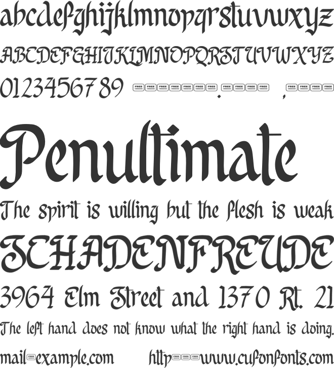 Reclaim Glory Free Trial font preview