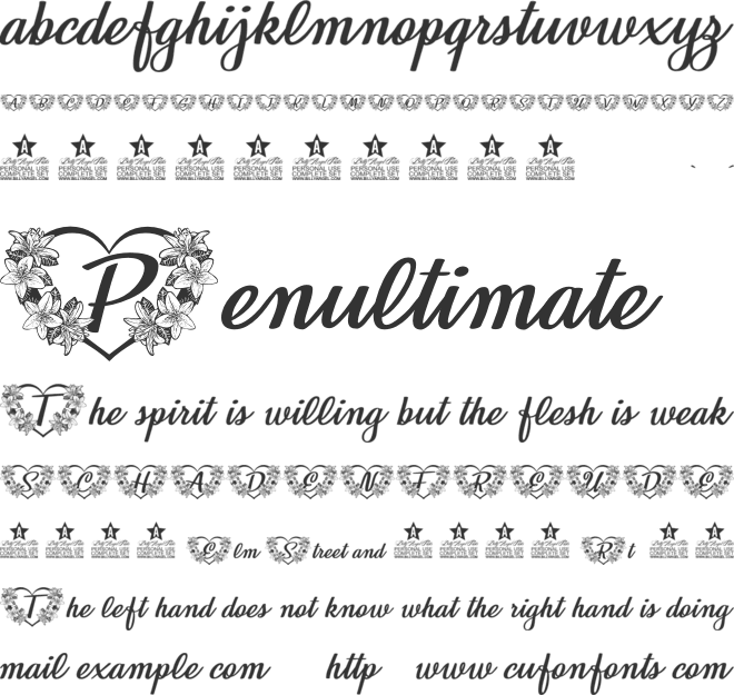 FLOWERHEART PERSONAL USE font preview