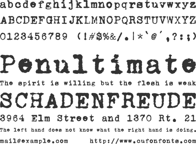 zai AEG Mignon Typewriter 1924 font preview