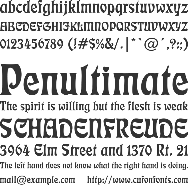 Freefrm710 BT font preview