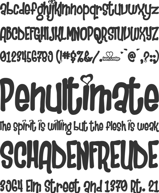 Heartbreaker font preview