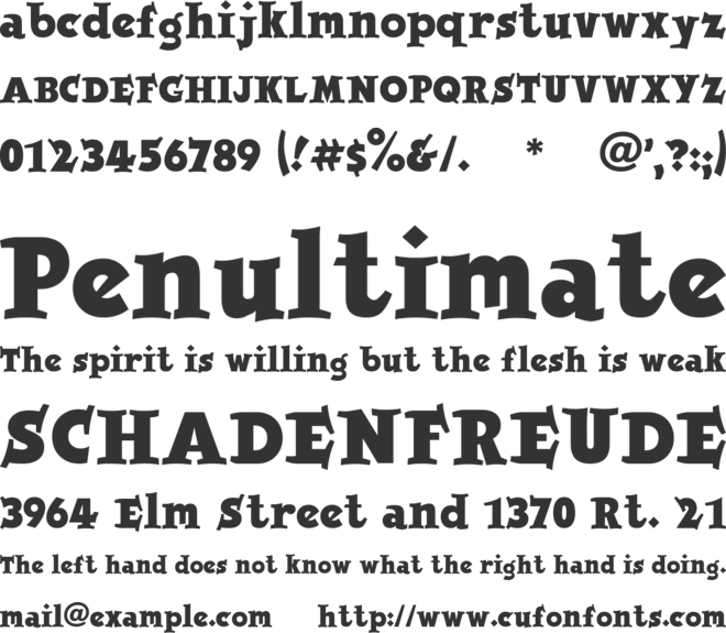 Jobbernole font preview