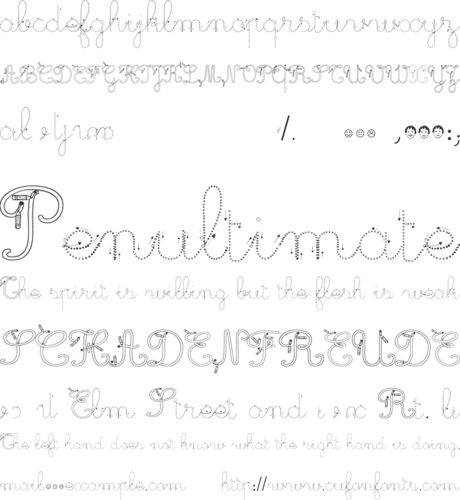Maternellecolor trace cursive font preview
