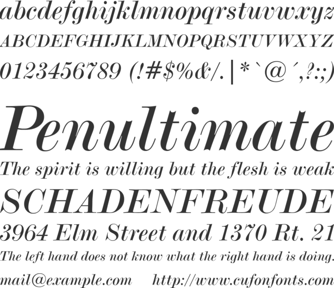 Modern20 BT font preview