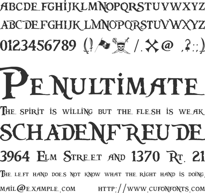 Pieces of Eight font preview