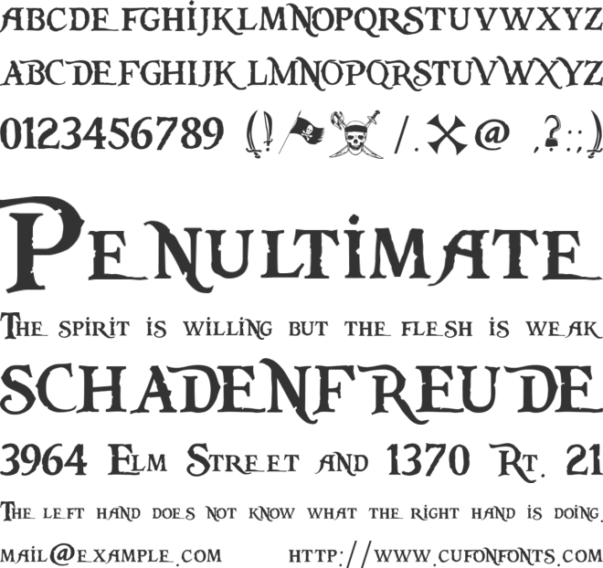 Pieces of Eight font preview