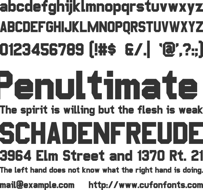 Pop Warner font preview