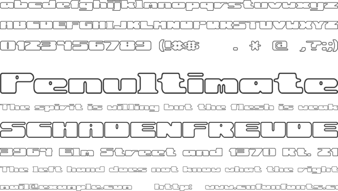 Rotund Outline (BRK) font preview