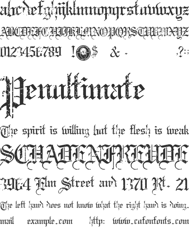 Old England Gothic font preview