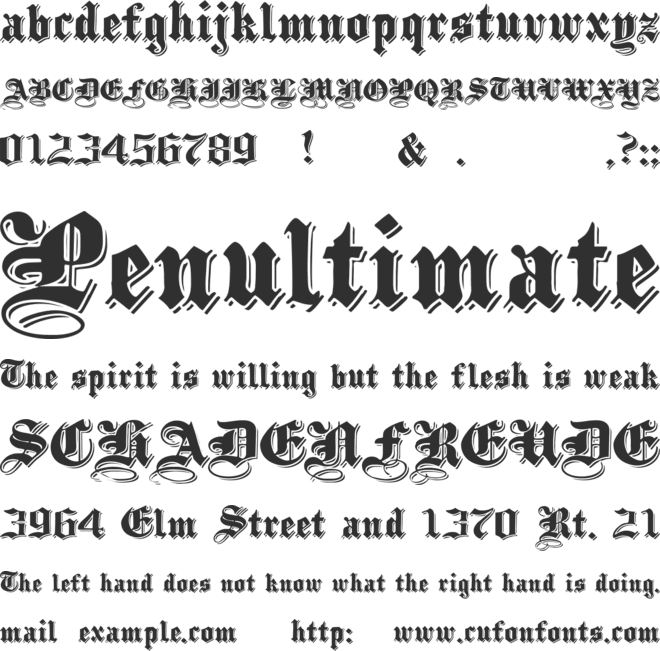 Black family font preview