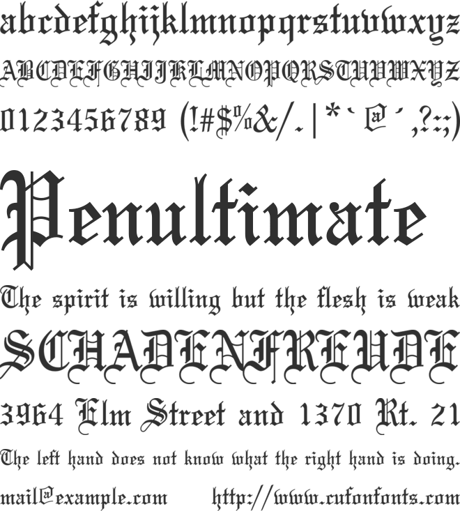 Olde English font preview