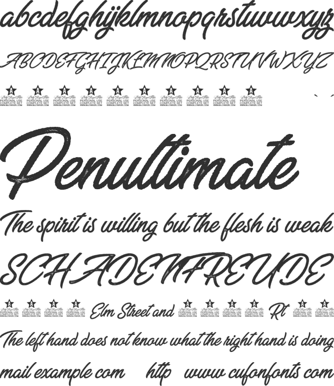 GREENFOOD PERSONAL USE font preview
