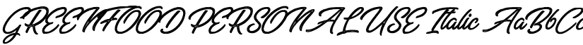 GREENFOOD PERSONAL USE Italic font