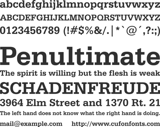 Serifa BT font preview