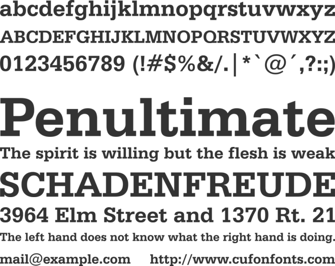 Serifa BT font preview
