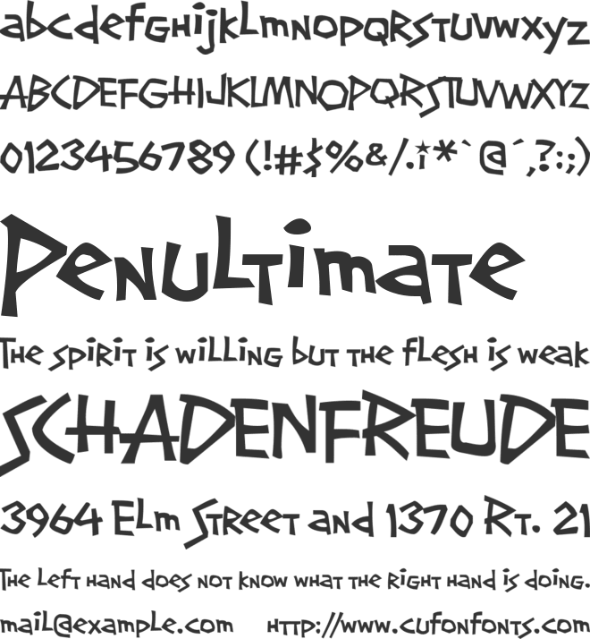 Screwball font preview