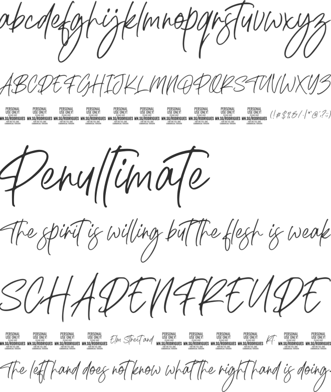 Rodrigues PERSONAL USE ONLY font preview