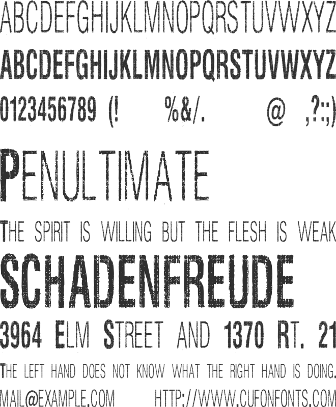 Silent Hell of Cheryl Condense font preview