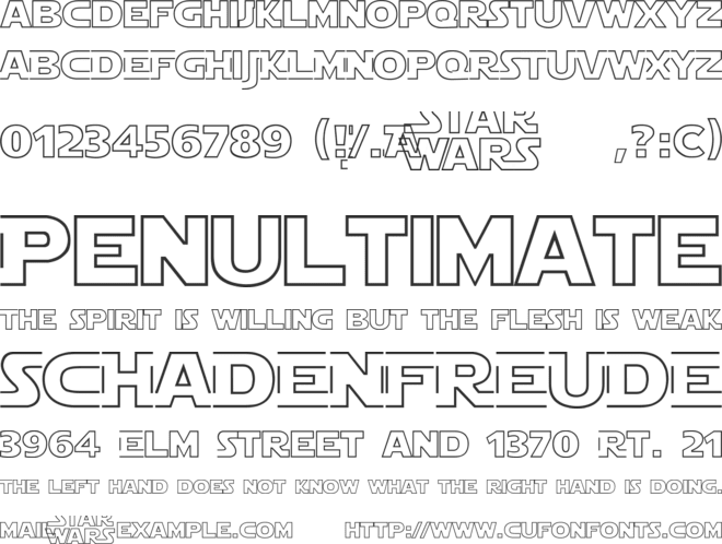 Star Jedi Hollow font preview